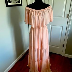 Venus pink off the shoulder maxi dress never worn